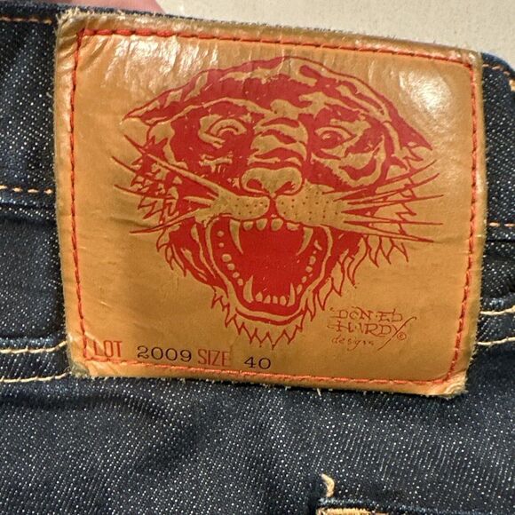 ED HARDY by Christian Audigier Men Jean 40x32  Y2K 09 Button Fly  Straight Fit - Picture 3 of 13